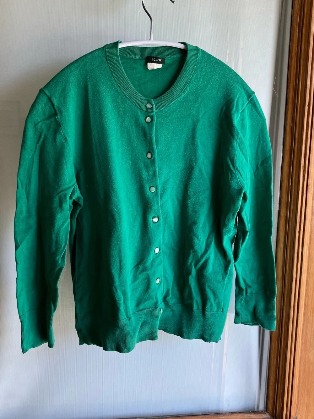 J. Crew Jackie Bright Green Button-Front Cardigan